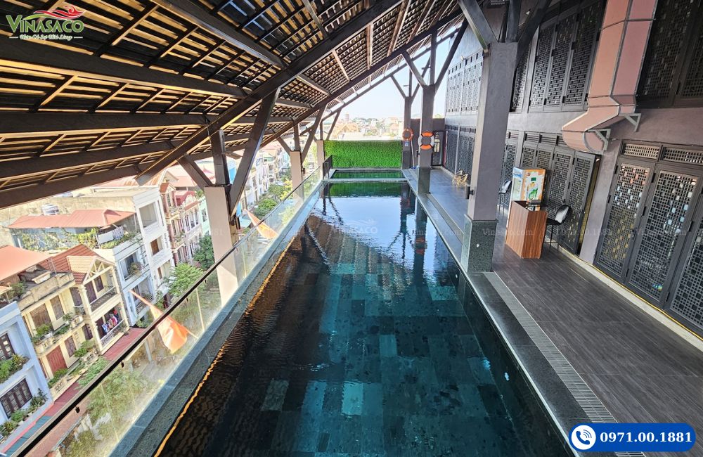 Thi công bể bơi 4 mùa khách sạn An Hotel