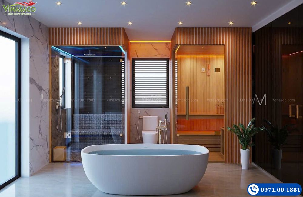 Mẫu thiết kế phòng xông hơi khô và ướt kết hợp