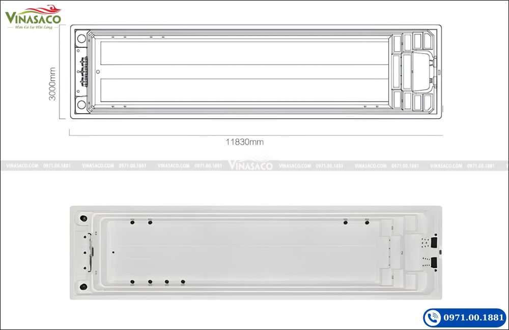 Kích thước tổng thể Bể bơi thông minh Jacuzzi WS-S12-T