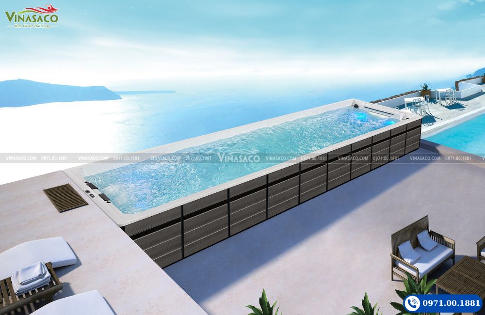 Bể bơi thông minh Jacuzzi WS-130CIII lắp đặt ngoài trời cho biệt thự và resort
