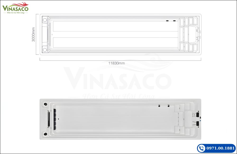 Kích thước tổng thể Bể bơi thông minh Jacuzzi WS-130CIII