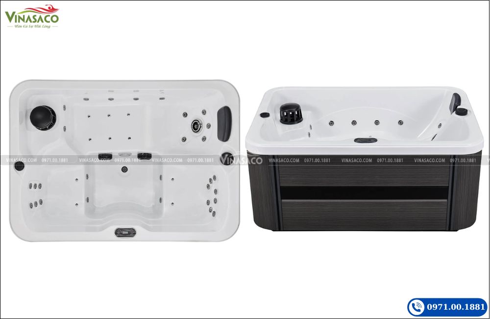 Bồn sục Jacuzzi WS-098H thiết kế hiện đại 3 chỗ ngồi
