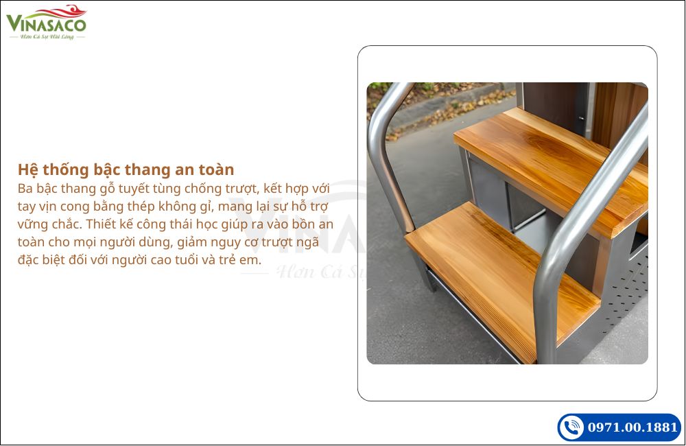 Cầu thang ba bậc bồn ngâm lạnh Coasts WHT-S-810-RS