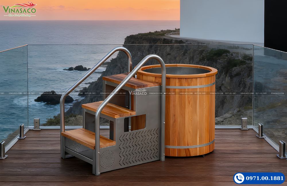 Bồn ngâm lạnh Coasts WHT-S-810-RS bằng gỗ Tuyết Tùng đỏ