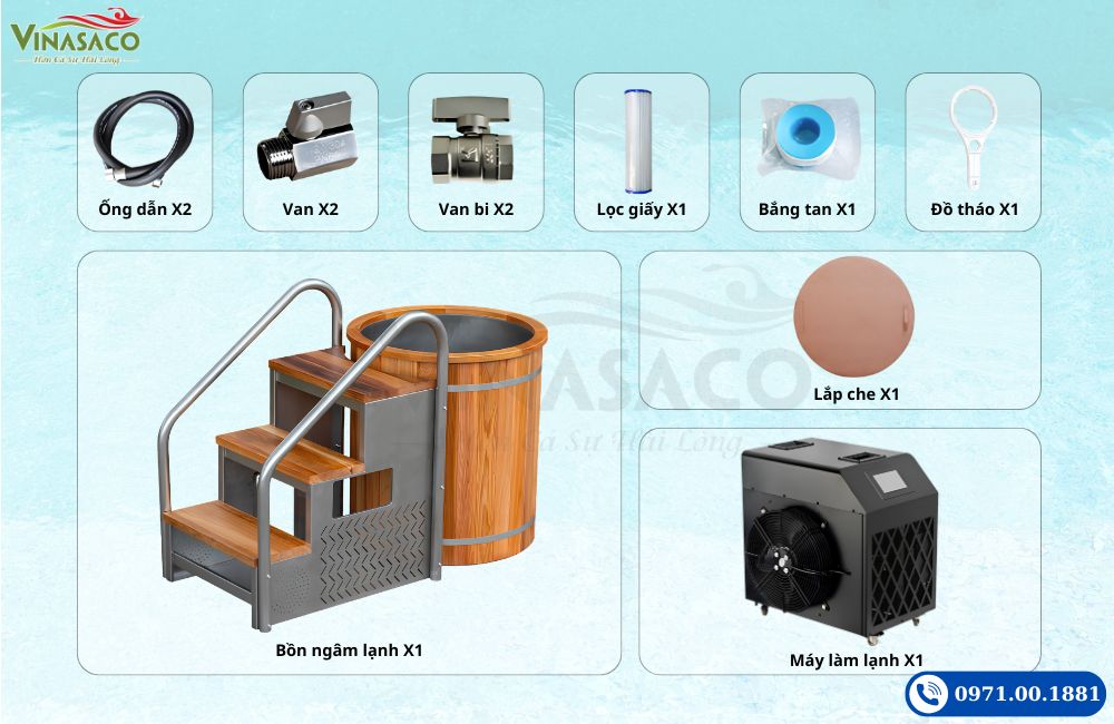 Bộ phụ kiện bồn ngâm lạnh Coasts WHT-S-810-RS