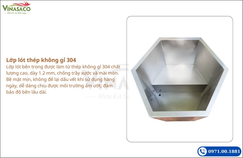 Lòng bồn thép không gỉ 304 Coasts WSC-LB