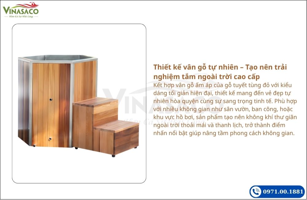 Thiết kế vân gỗ tự nhiên bồn ngâm lạnh Coasts WSC-LB