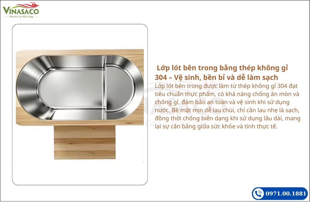 Lòng bồn thép không gỉ 304 của bồn ngâm lạnh WSC-QM