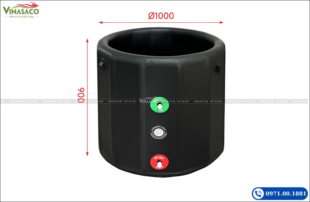 Kích thước bồn ngâm lạnh bơm hơi Coasts WHT-IFB đường kính 1000 mm.
