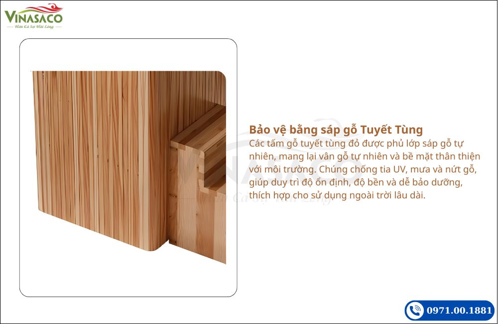 Bề mặt gỗ Tuyết Tùng bồn ngâm lạnh Coasts WSC-FX