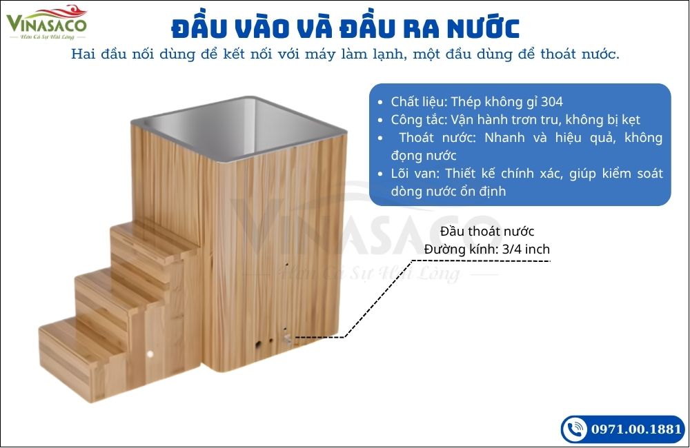 Đầu vào đầu ra nước bồn ngâm lạnh Coasts WSC-FX