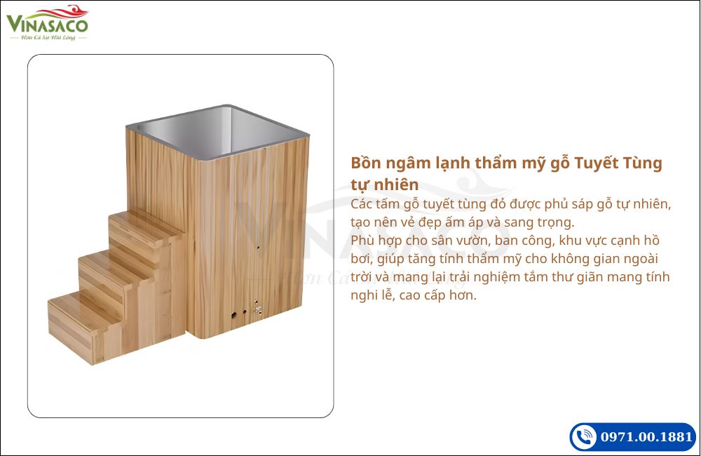 Thân bồn ngâm lạnh Coasts WSC-FX bằng gỗ Tuyết Tùng đỏ