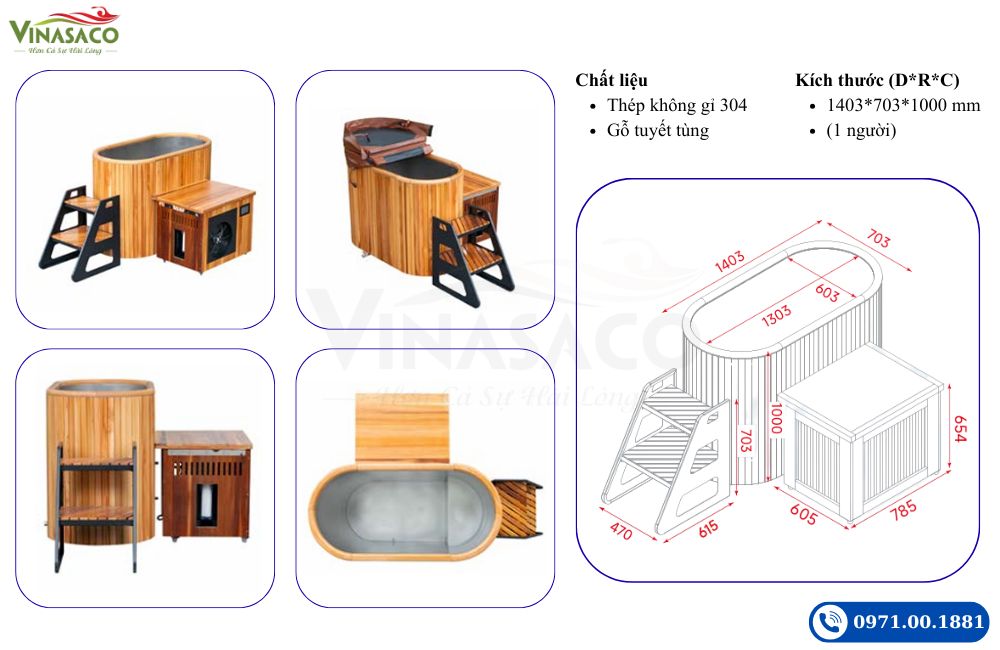 thông số kỹ thuật bồn ngâm lạnh WSC-TYG14 Coasts kích thước chi tiết