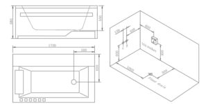 Kích thước của sản phẩm bồn tắm DR001