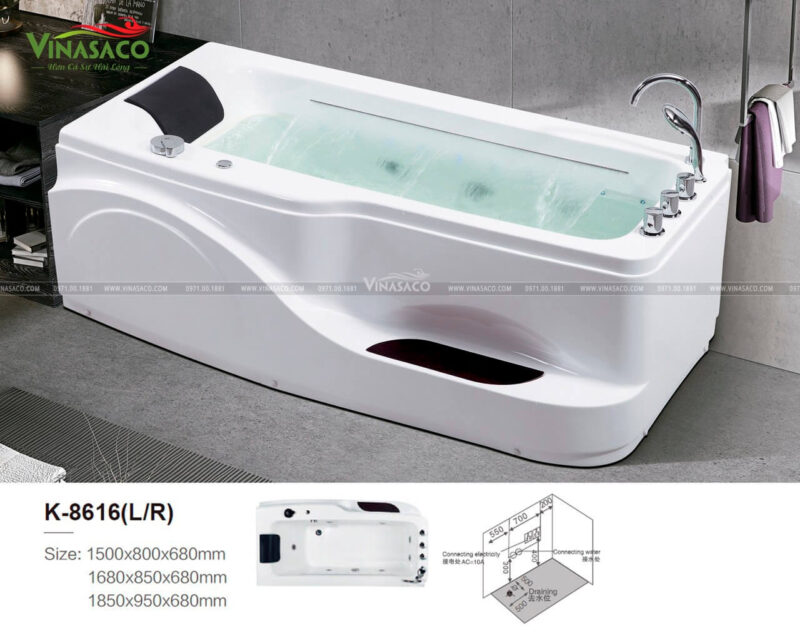 Thông số của bồn tắm, bồn sục K8616