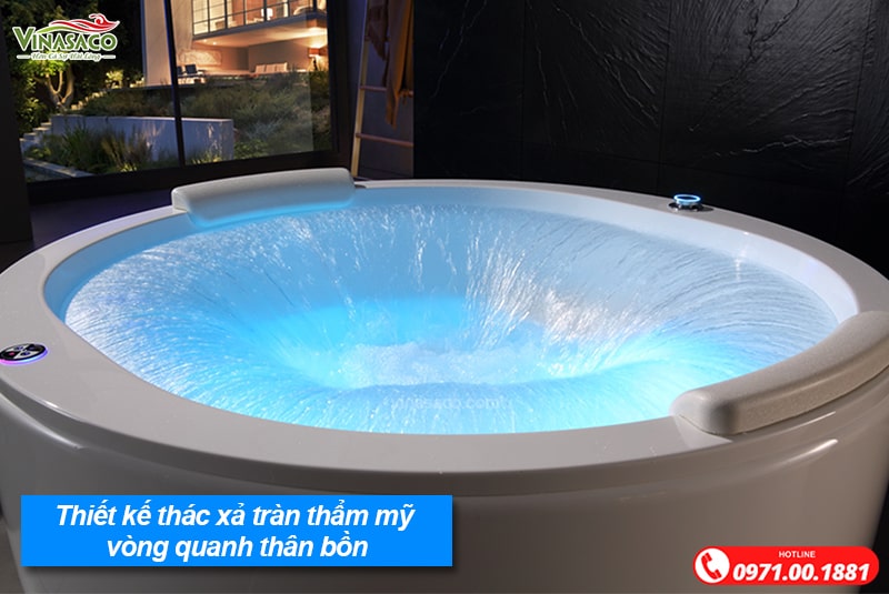Ảnh thác nước xả tràn quanh thân bồn là thiết kế ấn tượng nâng cấp thẩm mỹ sản phẩm
