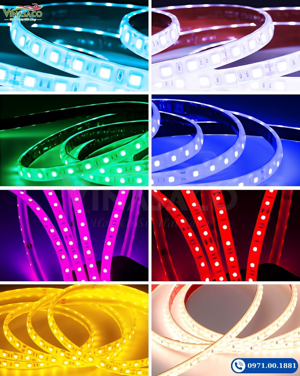 Các màu ánh sáng của dây đèn LED bể bơi DD01