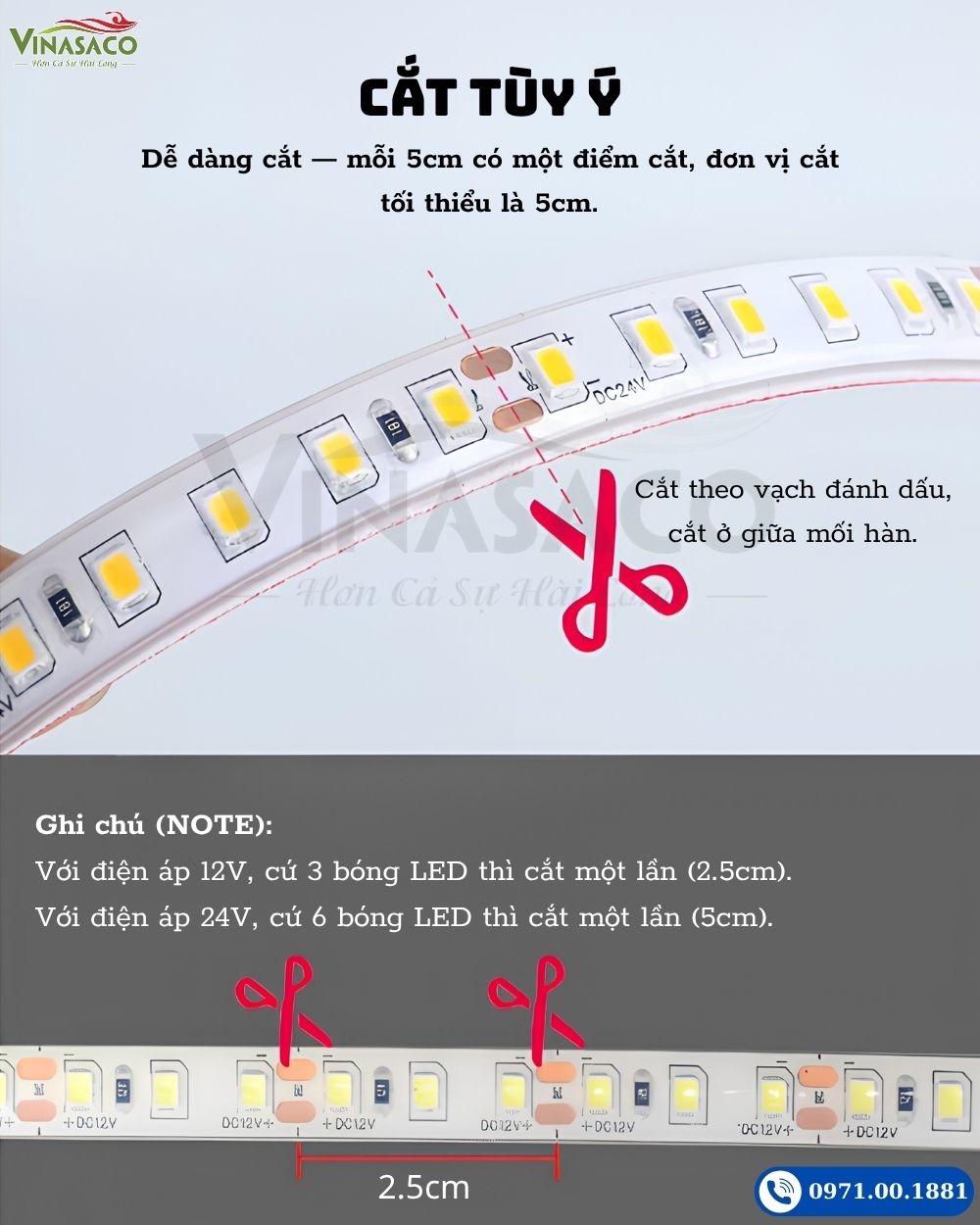 Dây đèn LED bể bơi DD01 dễ dàng cắt nối