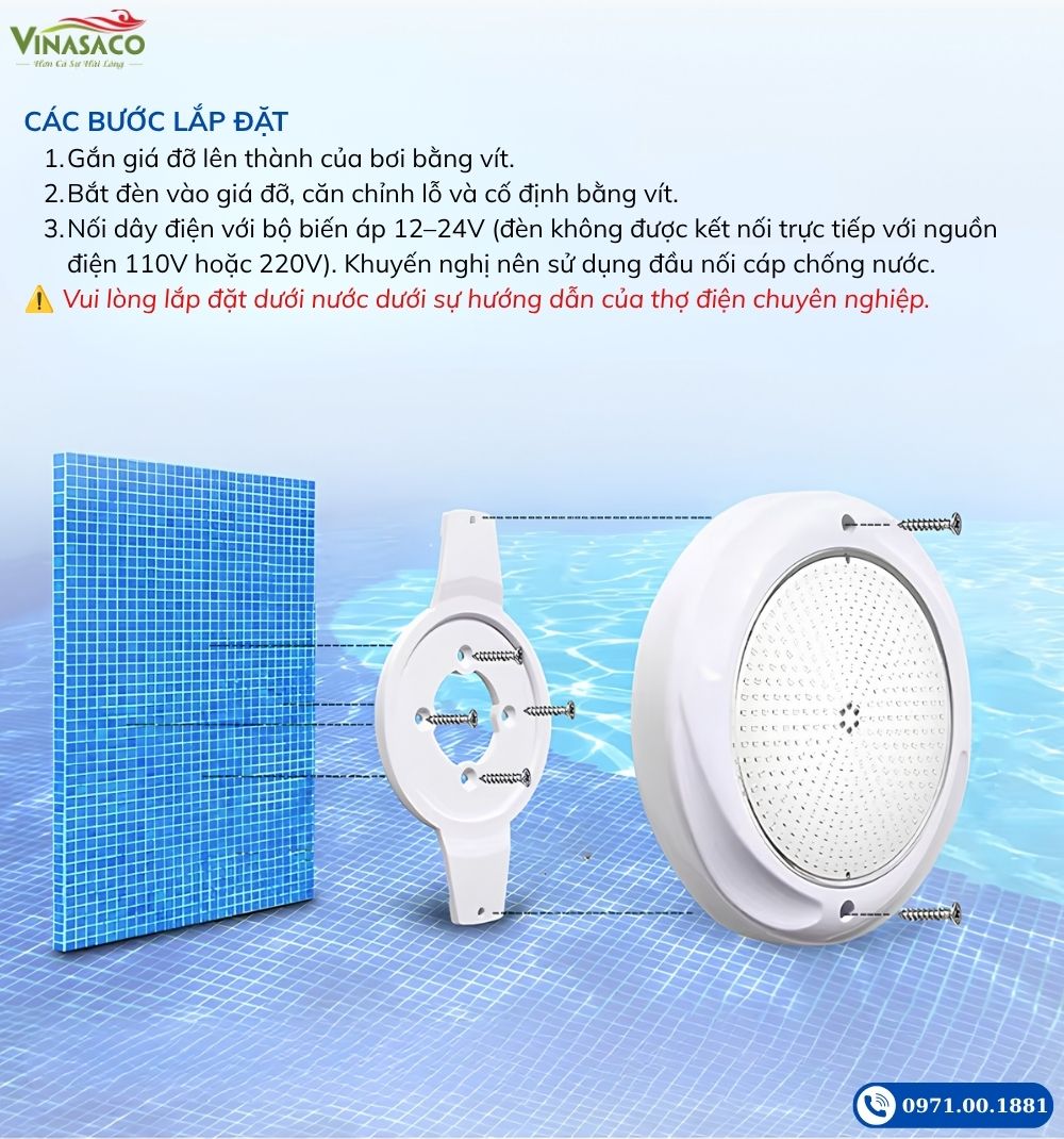 Hướng dẫn lắp đặt đèn bể bơi YC230-AP
