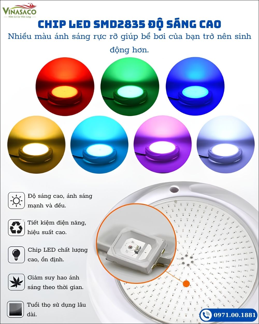 Chip LED SMD2835 đèn bể bơi YC230-AP