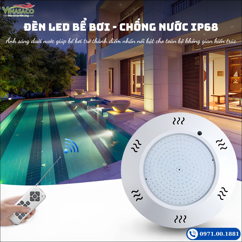 Hệ thống đèn LED bể bơi hiện đại cho hồ bơi biệt thự
