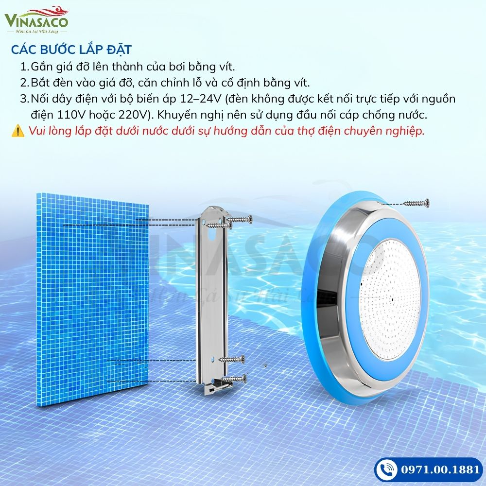 Hướng dẫn lắp đặt đèn LED bể bơi YC230-SP