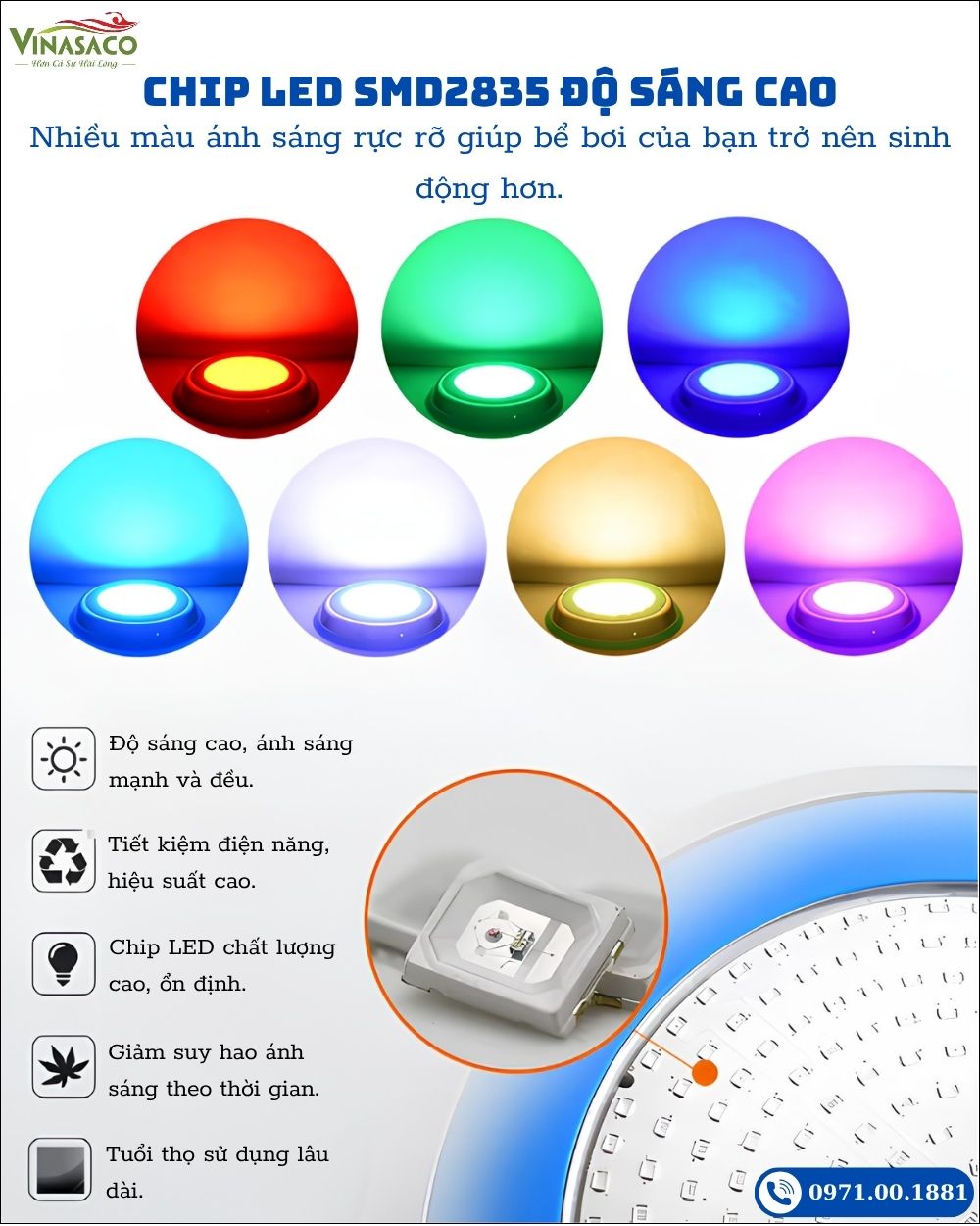 Chip LED SMD2835 đèn bể bơi YC230-SP