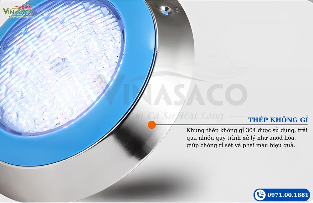Khung thép không gỉ 304 đèn LED bể bơi JKD-YC230-SS