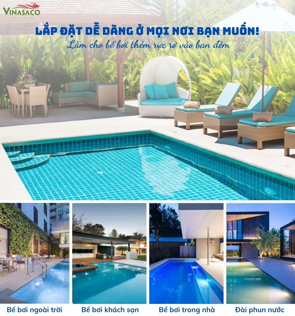 Ứng dụng đèn LED bể bơi YC280-AP trong thực tế