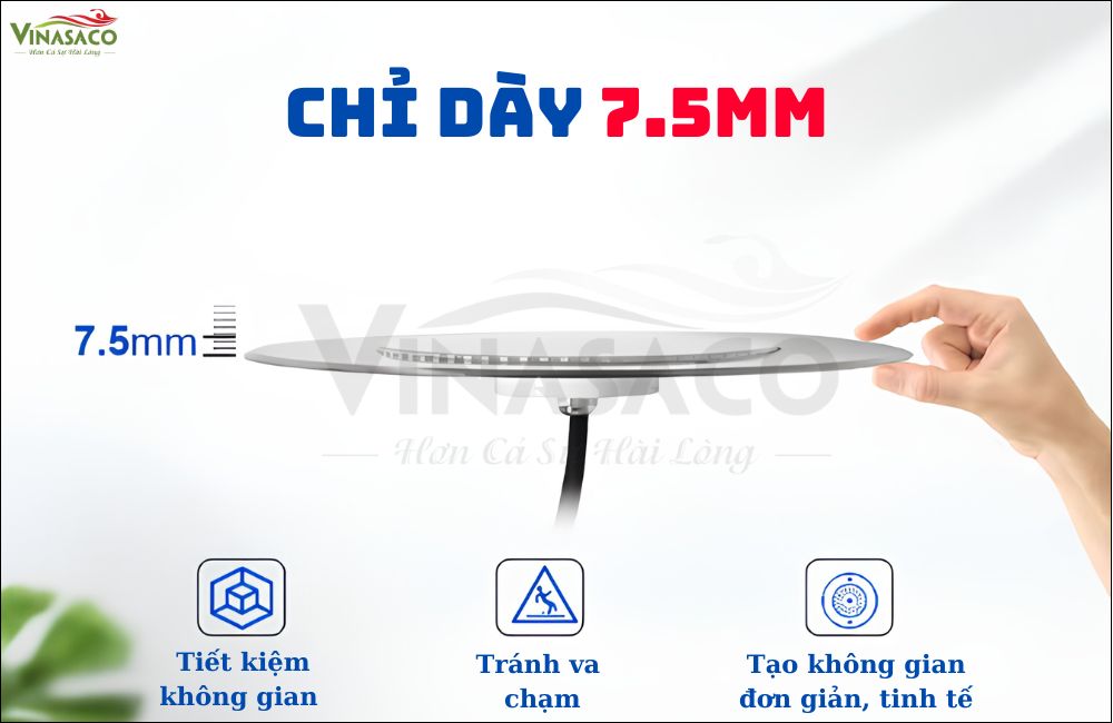 Độ dày đèn LED bể bơi UT230-2SP chỉ 7.5mm