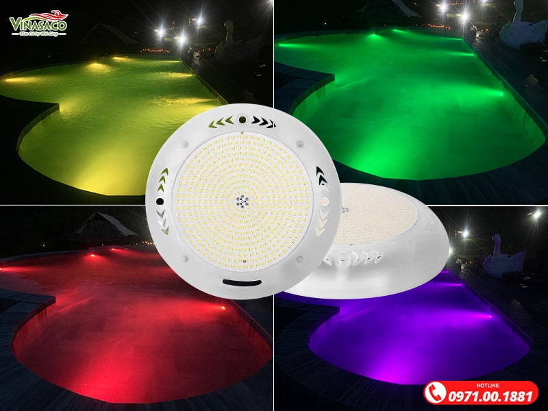 Đèn ánh sáng đổi màu giúp bể bơi thêm lung linh, huyền ảo