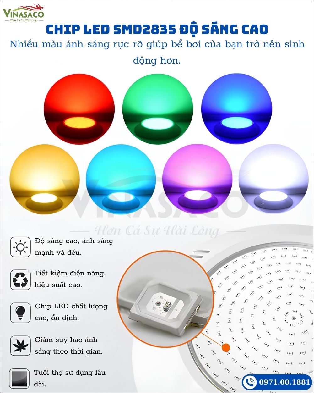 Chip LED Epistar SMD2835 đèn bể bơi YC260-2AP
