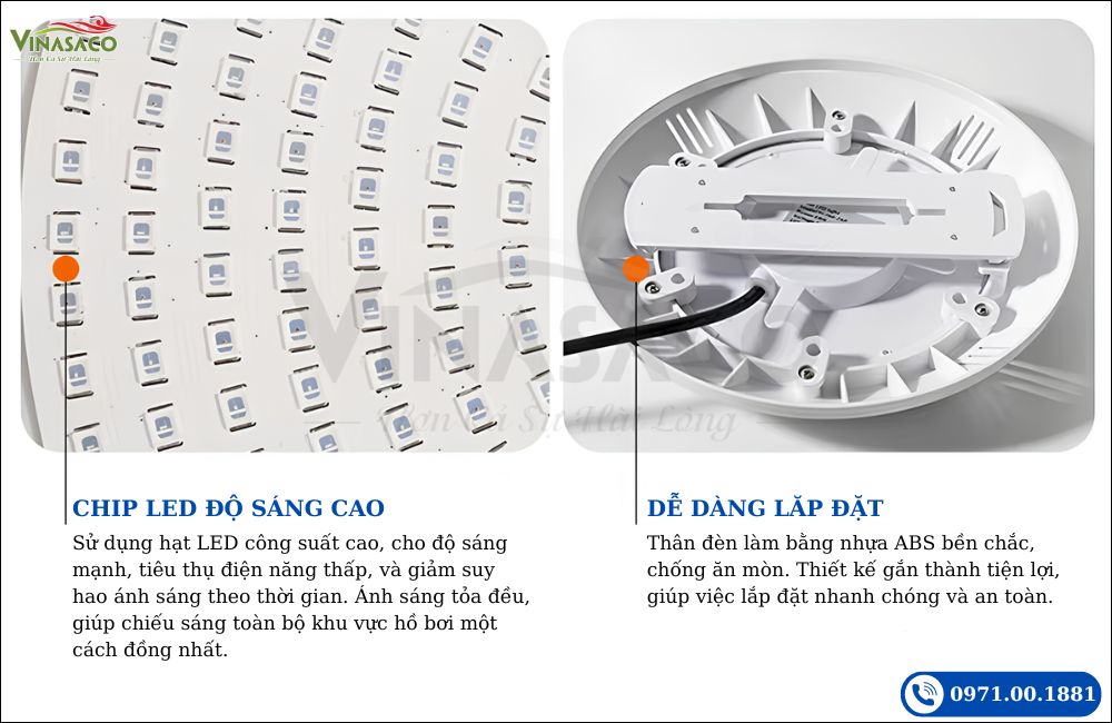 Thiết kế lắp đặt đèn LED bể bơi YC260-2AP