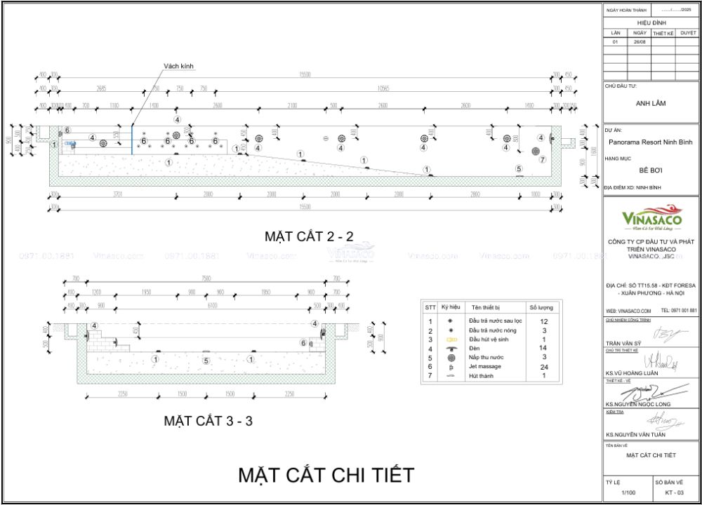 Bản vẽ bố trì thiết bị bể bơi