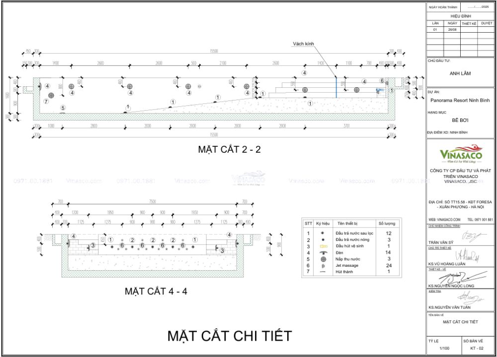 Bản vẽ bố trì thiết bị bể bơi
