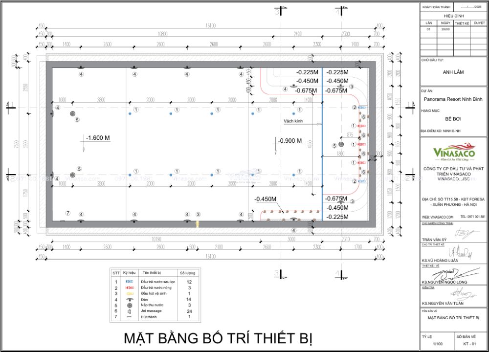 Bản vẽ bố trì thiết bị bể bơi