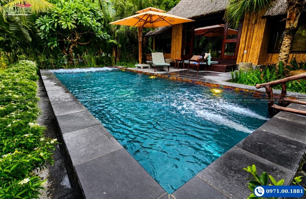 Hệ thống massage bể bơi bungalow An Hideaway Resort Ninh Bình