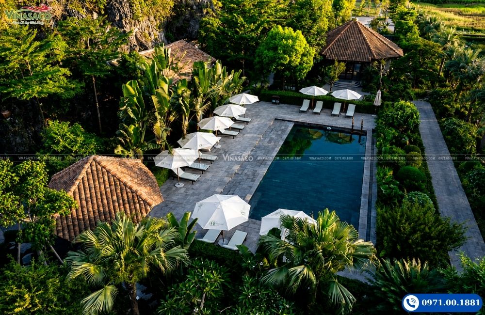 Nước bể bơi An Hideaway Resort trong sạch sau khi hoàn thiện hệ thống