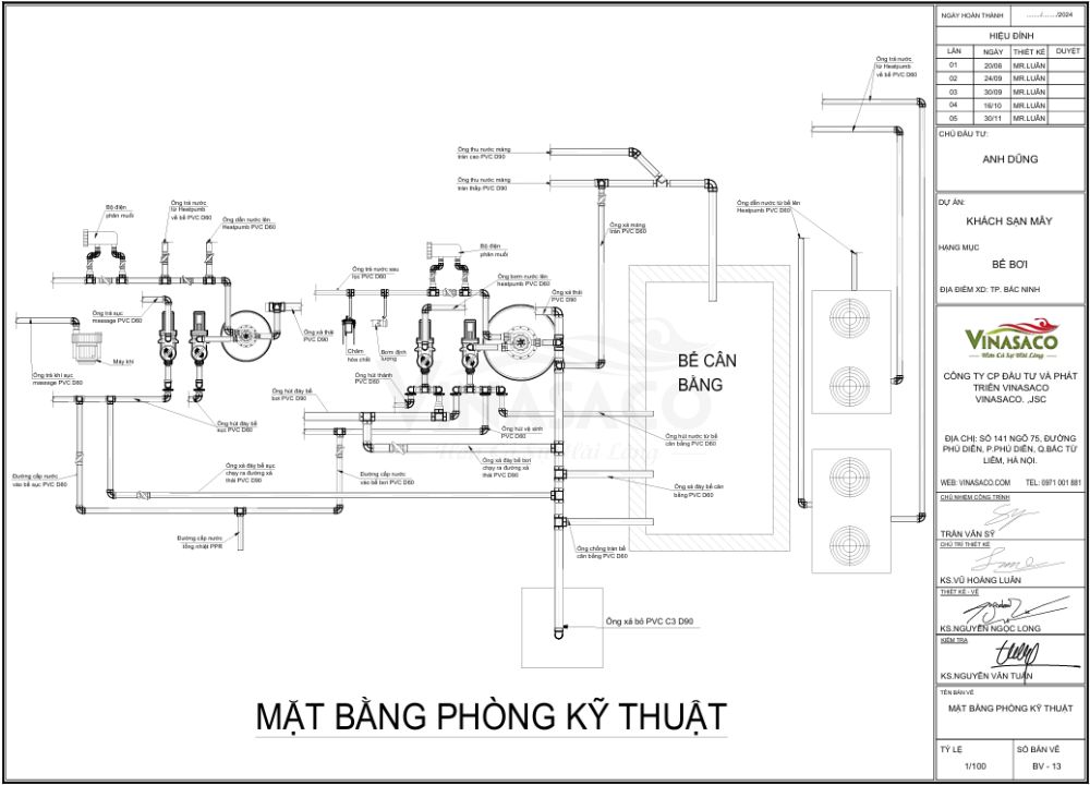Bản vẽ kỹ thuật bể bơi và bể sục khách sạn An Hotel