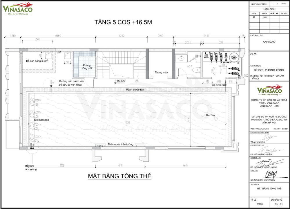 Bản vẽ thiết kế bể bơi gia đình 4 mùa tại Ninh Hiệp