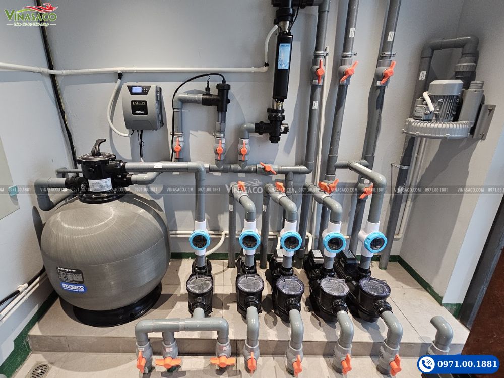 Hệ thống công nghệ bể bơi Waterco tại Ninh Hiệp do Vinasaco lắp đặt