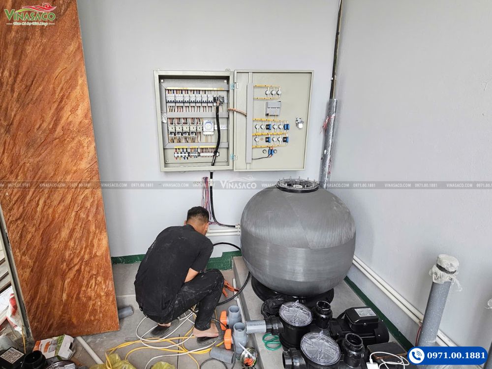 Vinasaco lắp đặt hệ thống công nghệ bể bơi tại Ninh Hiệp Hà Nội