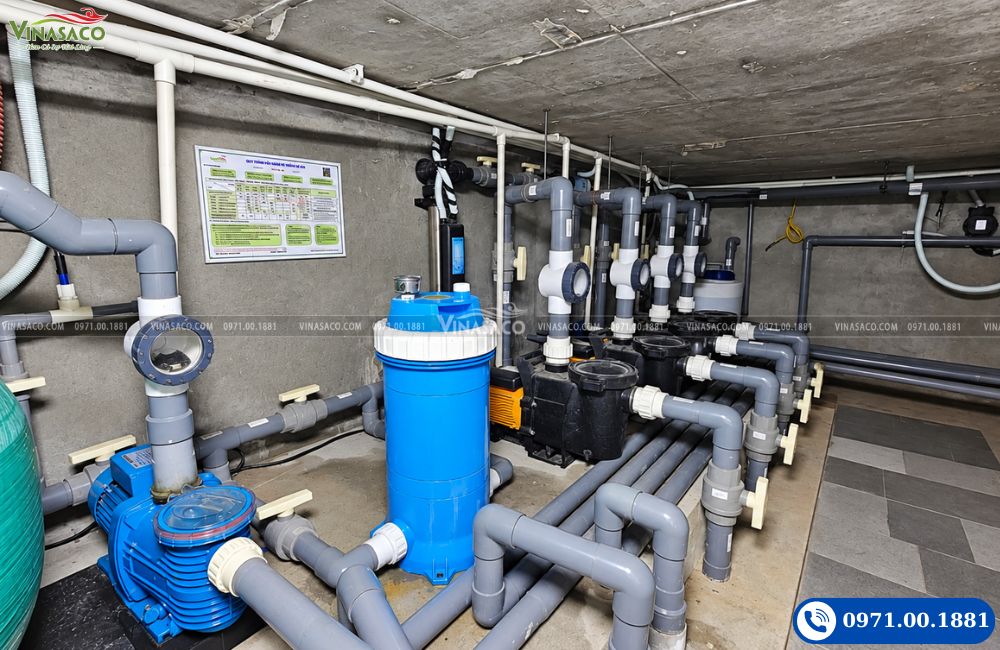 Phòng máy và thiết bị bể bơi gia đình do Vinasaco lắp đặt