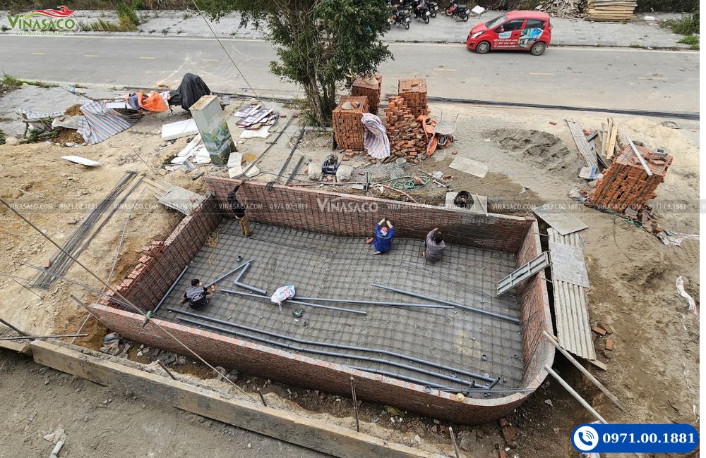 Thi công bể bơi villa Vân Đồn – đặt đường ống