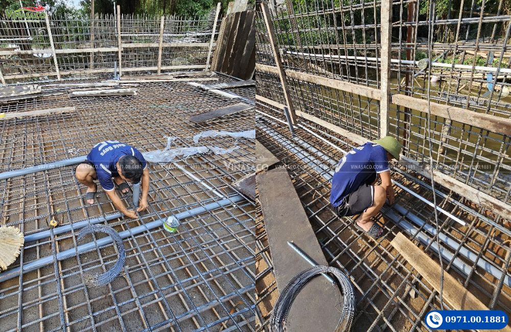 Giai đoạn thi công kết cấu bể bơi Karsia Retreat tại Ninh Bình