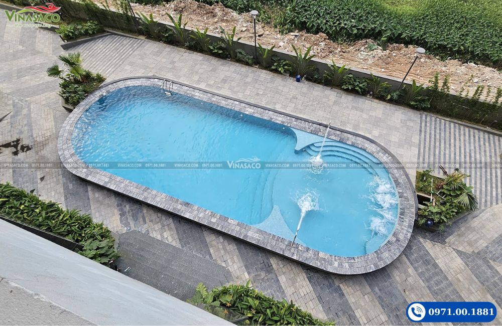 bể bơi khách sạn Green Peninsula Bắc Ninh thiết kế oval nhìn từ trên cao