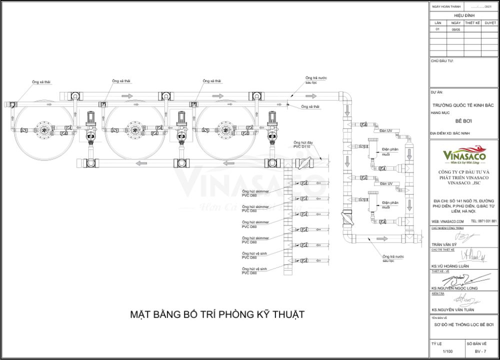 Bản vẽ kỹ thuật bể bơi Trường Phổ Thông Quốc Tế Kinh Bắc (KBIS)