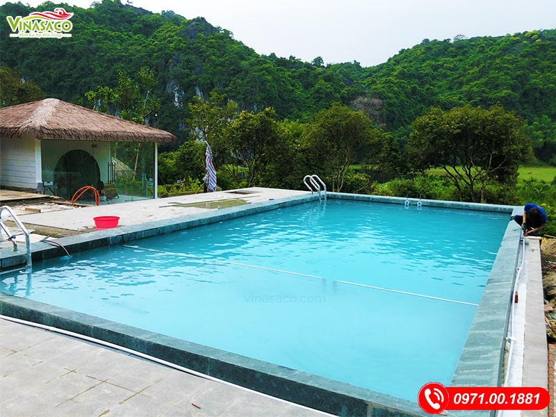 Hoàn thiện công trình bể bơi biệt thự tại Cát Bà, Hải Phòng