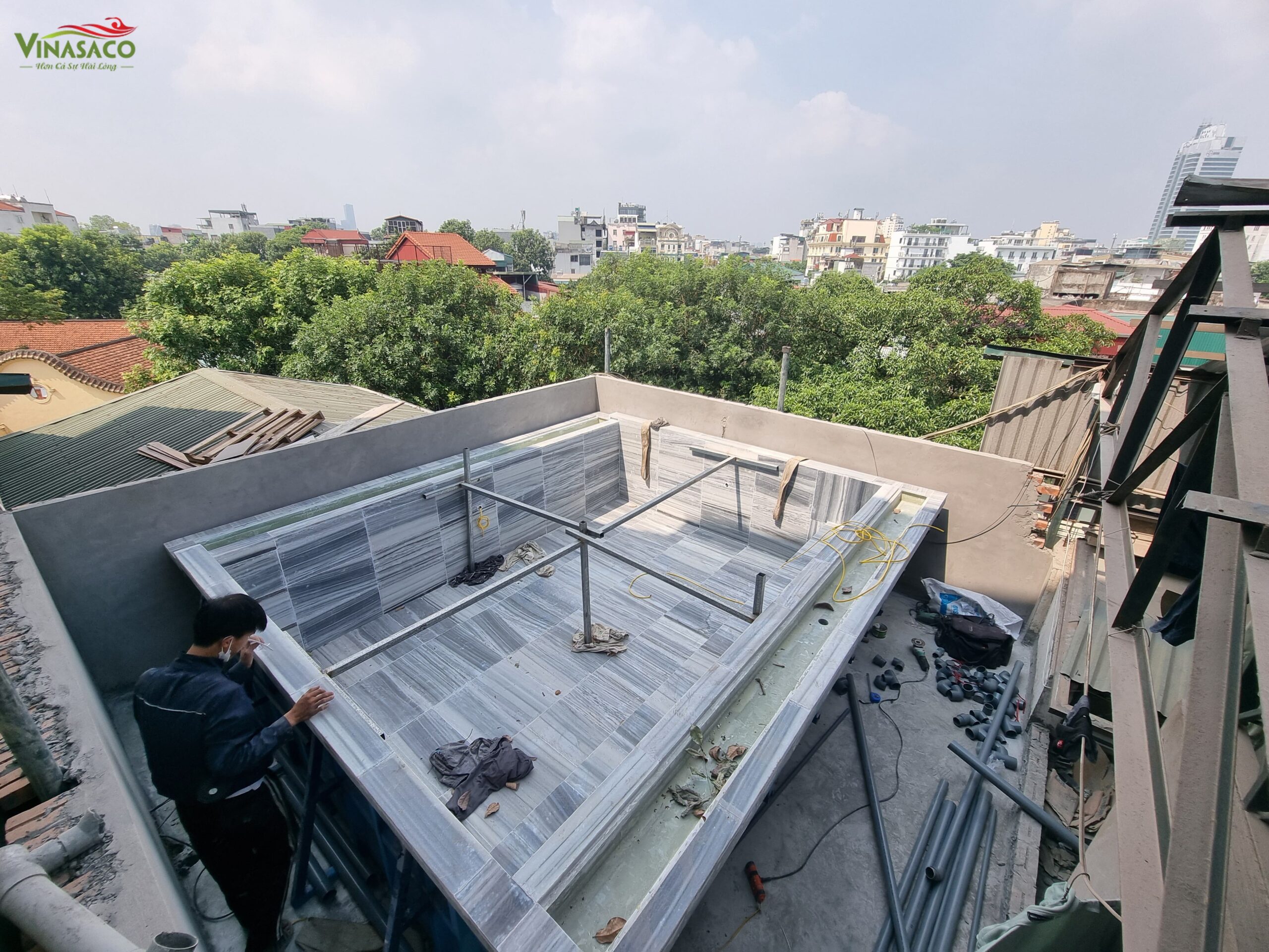 Thi công bể bơi composite tại 25 Hàng Lược – Vinasaco khẳng định chất lượng, uy tín
