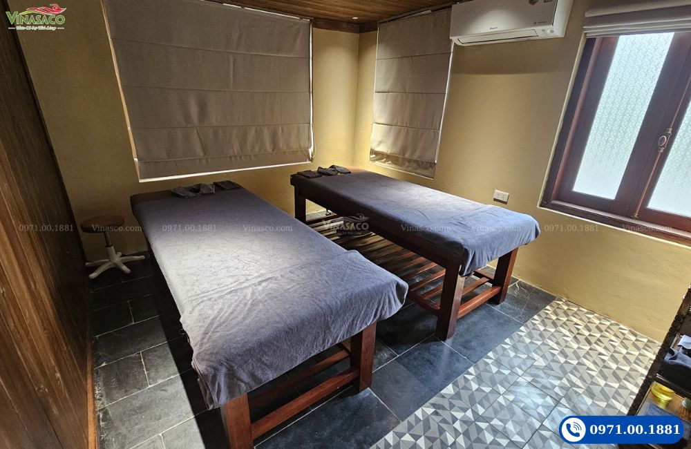Phòng giường massage đôi tại Aman Retreat Ninh Bình – thi công khu spa